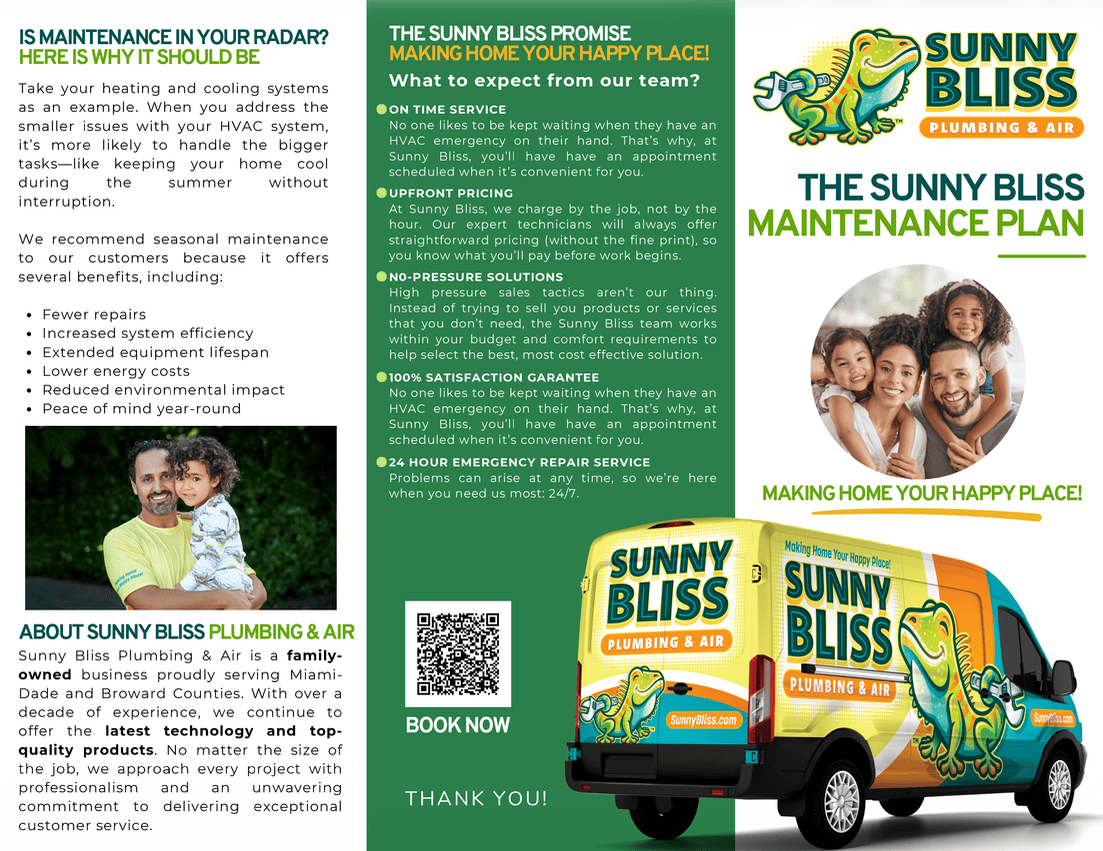 Sunny Bliss maintenance plan brochure — plans, promise, and what to expect from our team